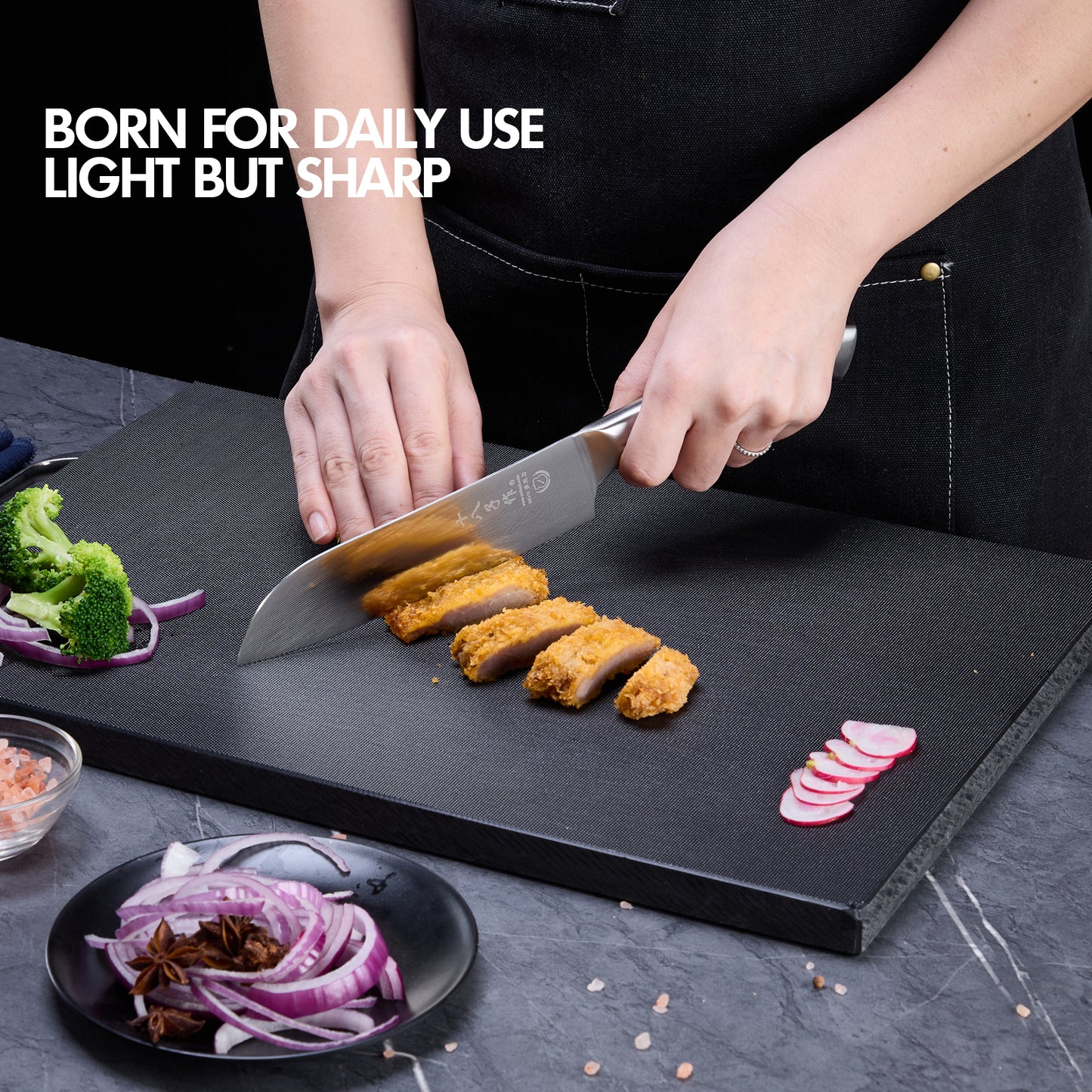 SHI BA ZI ZUO Santoku Knife and Fruit Knife,2-Piece Professional Kitchen Knife Set Chef Knife with Ergonomic Handle Stainless Steel for Kitchen and Restaurant