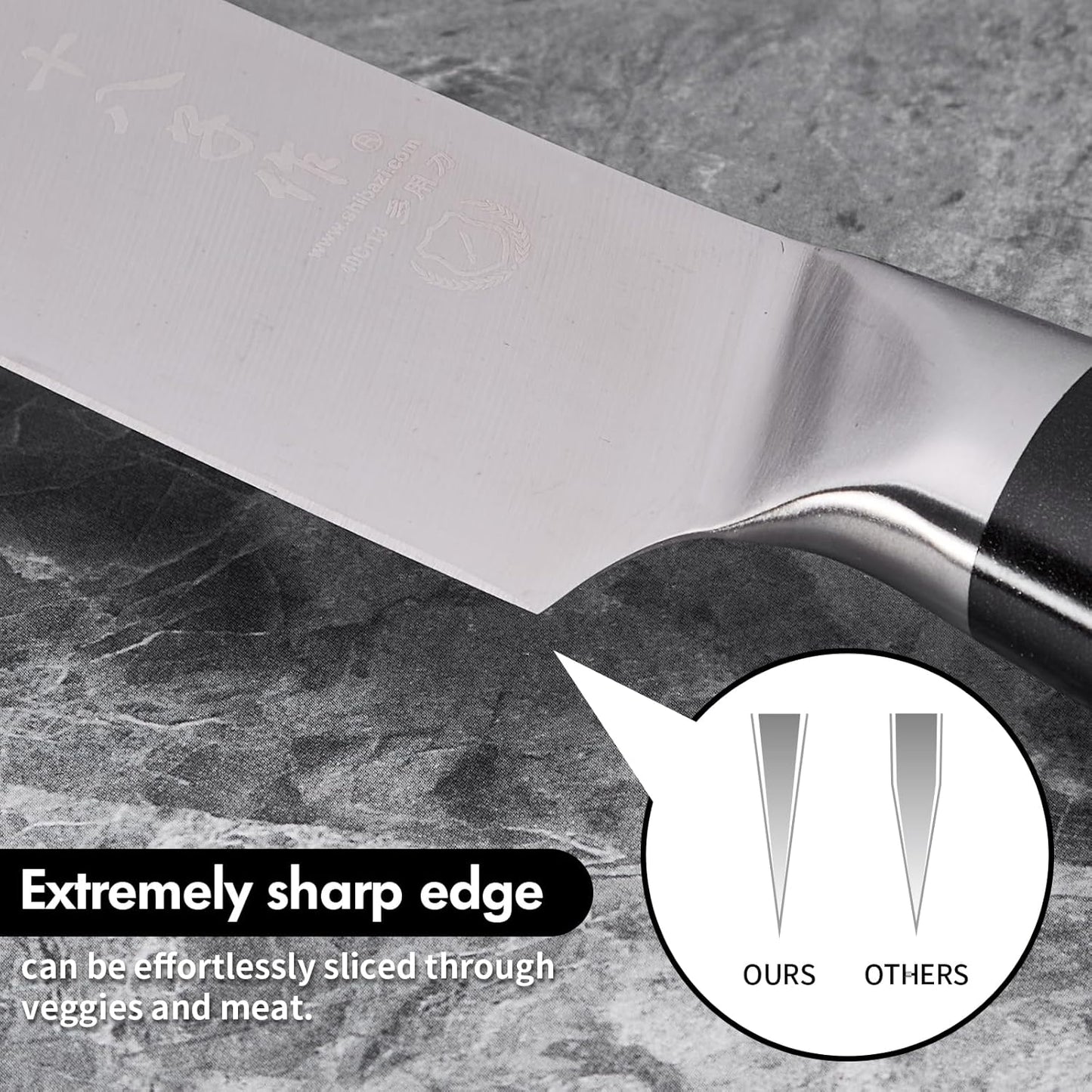 SHI BA ZI ZUO 2 Pieces Professional Kitchen Knife Set,Meat Cleaver Knife Bone Chopper Chef Knife with Ergonomic Handle
