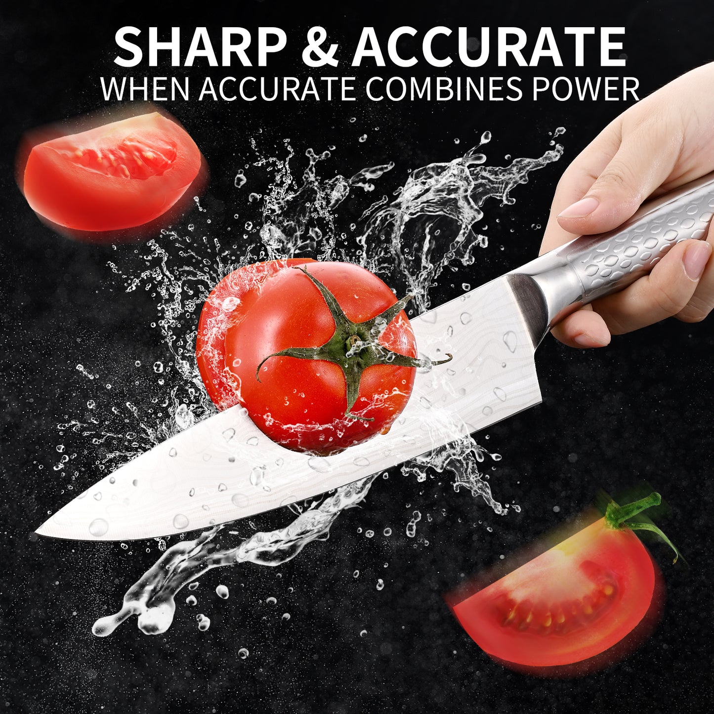SHI BA ZI ZUO Chef Knife 10 inch Kitchen Knife Damascus Pattern Stainless Steel with Non-slip Hollow Handle