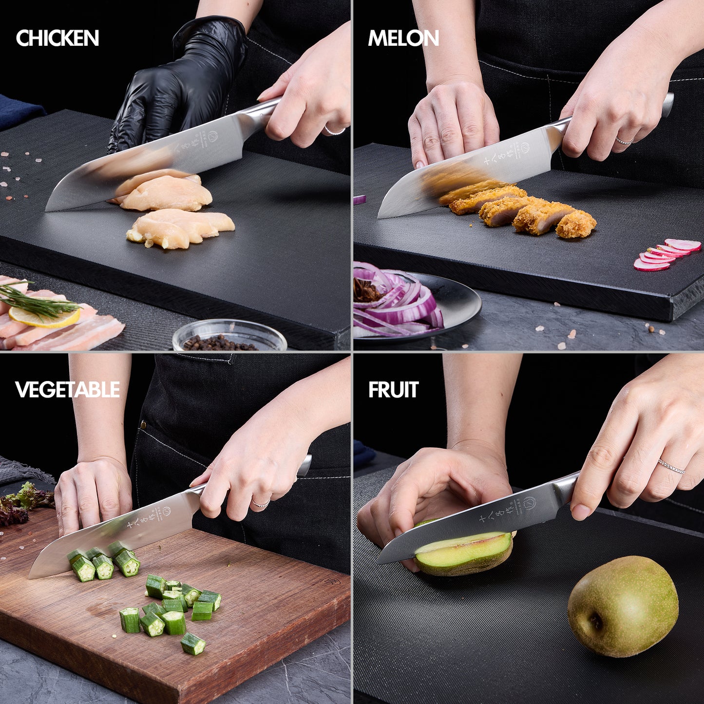 SHI BA ZI ZUO Santoku Knife and Fruit Knife,2-Piece Professional Kitchen Knife Set Chef Knife with Ergonomic Handle Stainless Steel for Kitchen and Restaurant