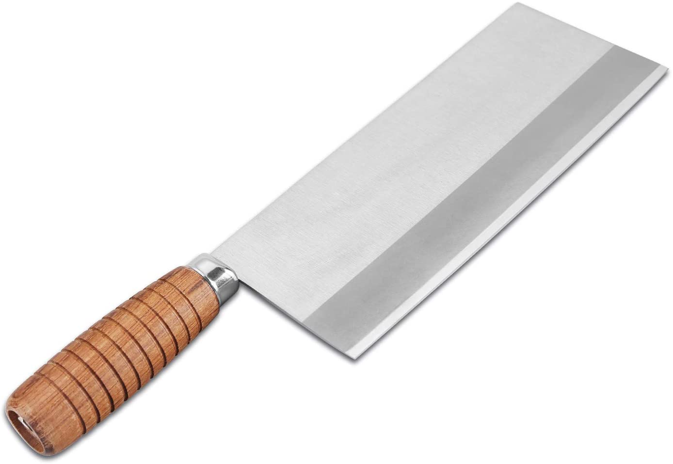 SHI BA ZI ZUO Chinesisches Kochmesser, 20CM Hochgekohlter Edelstahl Hackmesser, Dünnes und Scharfes Küchenmesser, Antihaft-Klinge mit Ergonomischer Holzgriff, F208-2