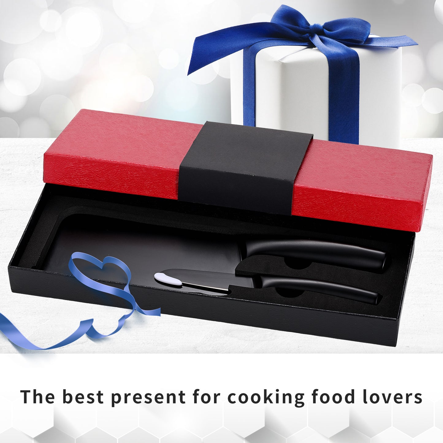 SHI BA ZI ZUO Chopping Knife and Fruit Knife,Black Ti Coating Kitchen Knife Set Meat Bone Chopper Meat Knife Paring Knife with Anti-Slip Hollow Handle