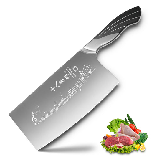 SHI BA ZI ZUO 7 Zoll Chinesisches Küchenmesser Gemüsemesser Professionelles Kochmesser mit Edelstahl Full Tang Gussstahlgriff