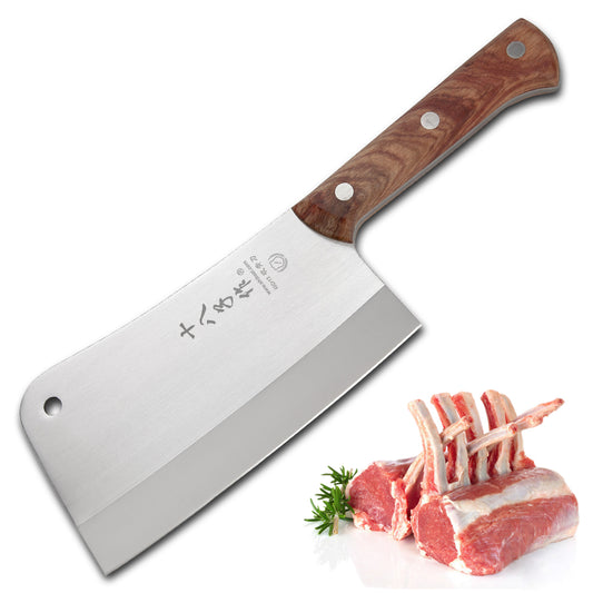 SHI BA ZI ZUO Hackmesser, Robustes Fleischmesser, 20cm Gestochen Scharf Chinesisches Kochmesser, Metzgermesser zum Hacken von Knochen, stabiles Küchenmesser
