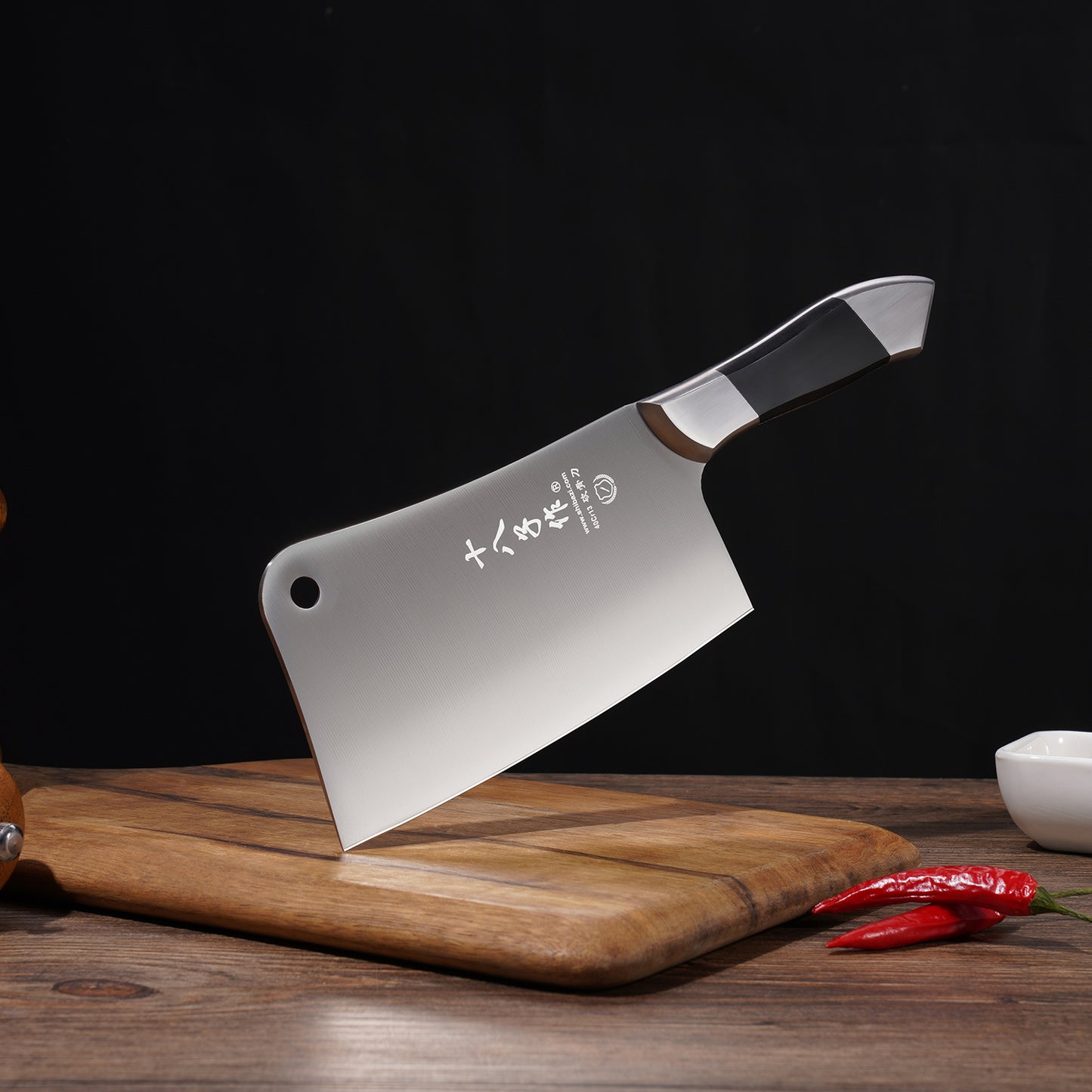 SHI BA ZI ZUO Hochleistungs-Cleaver-Edelstahl-Metzgermesser mit durchgehender Tang-Klinge, chinesisches Schneidemesser zum Hacken von Knochen und Fleisch(Silber,30 * 9,1 cm)
