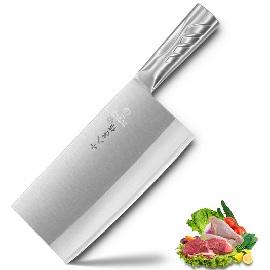SHI BA ZI ZUO Chinesisches Kochmesser 8-Zoll-Cleaver Chopper-Messer zum Schneiden von Fleisch, Gemüse und Hacken kleiner Knochen