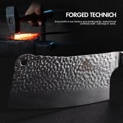 Kitchen knife set, butcher knife, chef's knife, and fruit knife 3-piece set, professional kitchen knife, forged vegetable knife, meat knife, paring knife, wooden handle, gift box