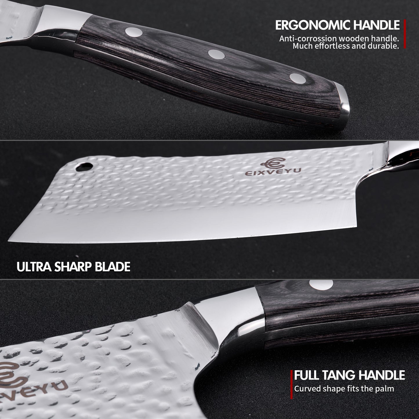 Kitchen knife set, butcher knife and fruit knife 2-piece set, professional chef's knife, kitchen knife, cleaver, forged vegetable knife, paring knife, wooden handle, gift box