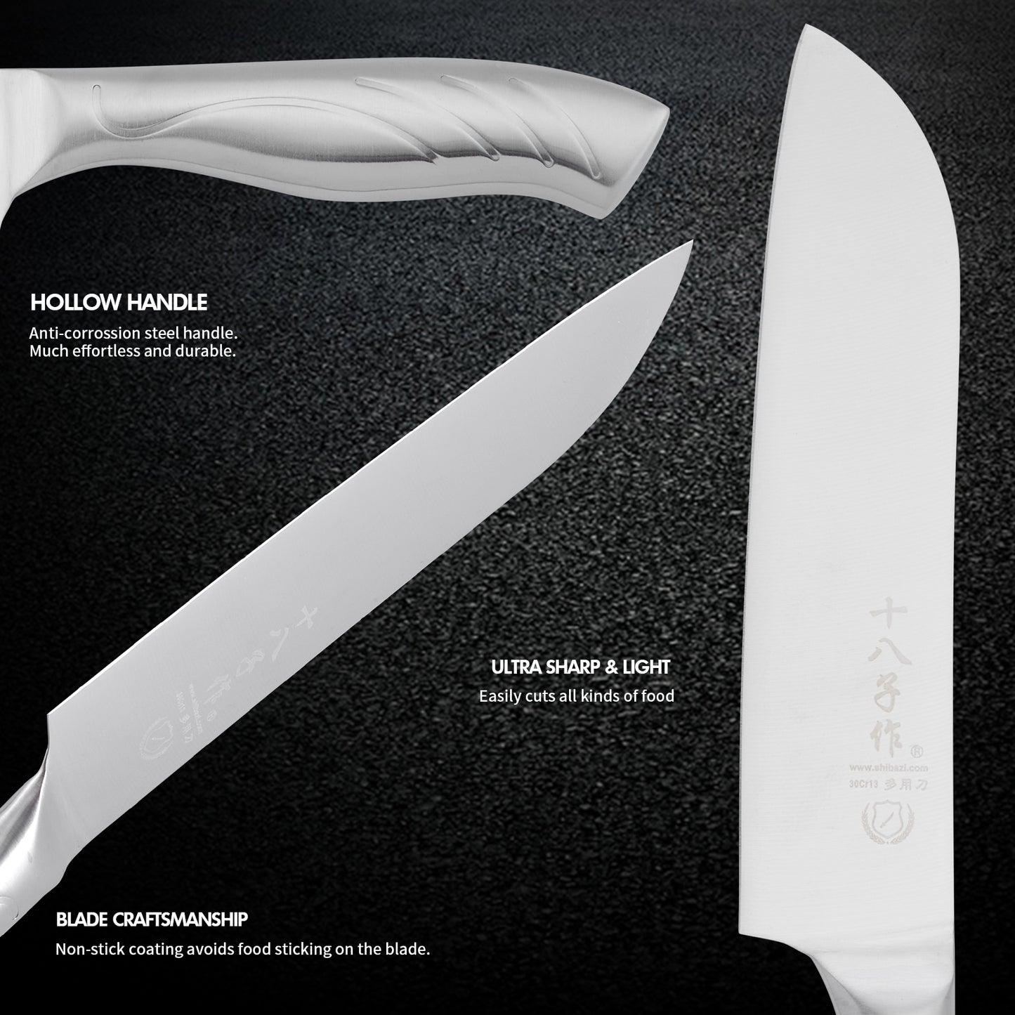 SHI BA ZI ZUO Santoku Knife and Fruit Knife,2-Piece Professional Kitchen Knife Set Chef Knife with Ergonomic Handle Stainless Steel for Kitchen and Restaurant