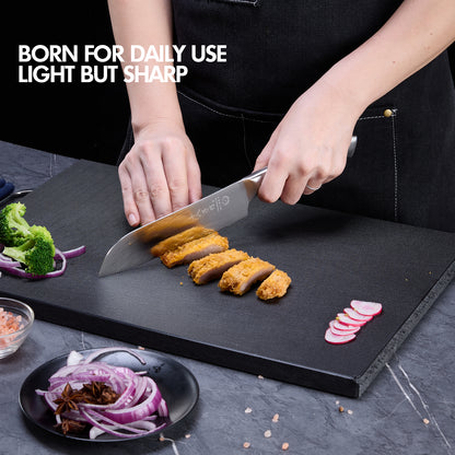 SHI BA ZI ZUO Santoku Knife and Fruit Knife,2-Piece Professional Kitchen Knife Set Chef Knife with Ergonomic Handle Stainless Steel for Kitchen and Restaurant