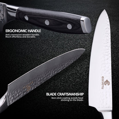 Chef's knife and fruit knife 2-piece set, kitchen knife set, professional chef's knife kitchen knife, forged vegetable knife meat knife paring knife, wooden handle, gift box