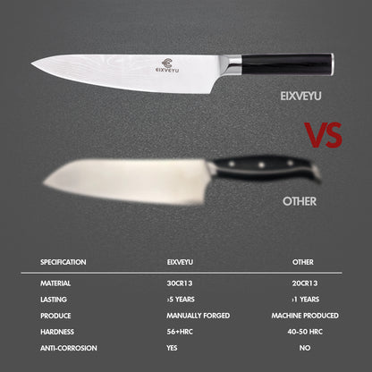 Chef's knife and fruit knife 2-piece set, kitchen knife set, professional chef's knife kitchen knife, Damascus pattern vegetable knife meat knife paring knife, stainless steel handle, gift box