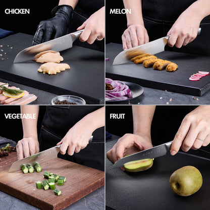 SHI BA ZI ZUO Santoku Knife and Fruit Knife,2-Piece Professional Kitchen Knife Set Chef Knife with Ergonomic Handle Stainless Steel for Kitchen and Restaurant