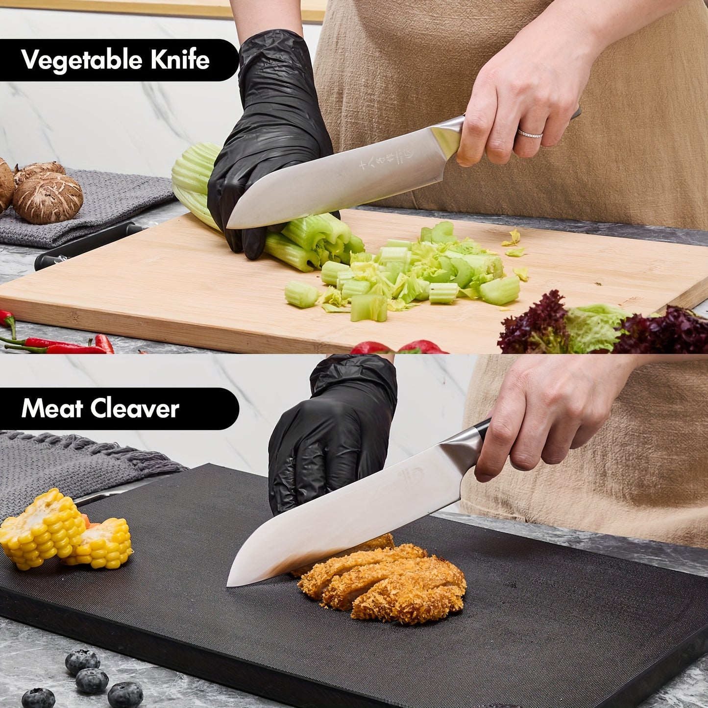 SHI BA ZI ZUO Santoku knife 18 cm chef's knife Sharp kitchen knife made of 40Cr13MoV stainless steel with ergonomic handle