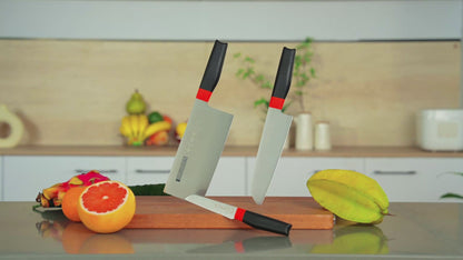 SHI BA ZI ZUO 3PCS Kitchen Knife Set,Professional Santoku Knife Utility Knife Fruit Knife Meat Cleaver Knife,with Ergonomic Design Handle