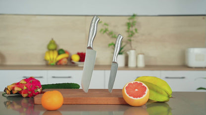 SHI BA ZI ZUO Santoku Knife and Fruit Knife,2-Piece Professional Kitchen Knife Set Chef Knife with Ergonomic Handle Stainless Steel for Kitchen and Restaurant