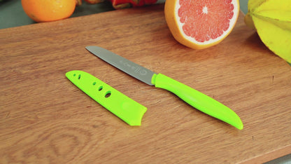 SHI BA ZI ZUO Paring Knife with Knife Cover, Stainless Steel Fruit Knife Ultra Sharp Kitchen Knives with PP Handle